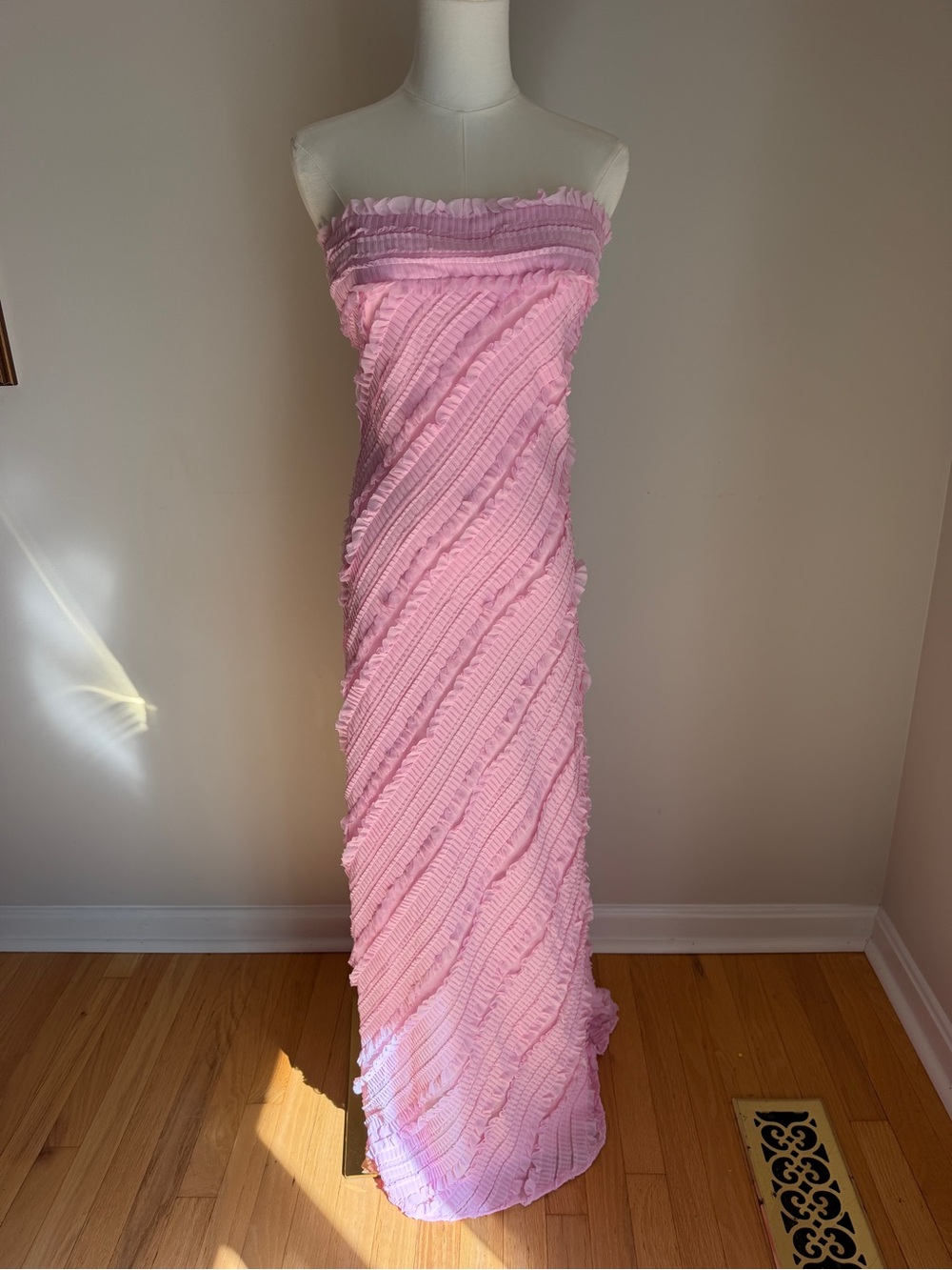 Endless Rose Strapless Ruffled Maxi Dress Pink NWT Size M